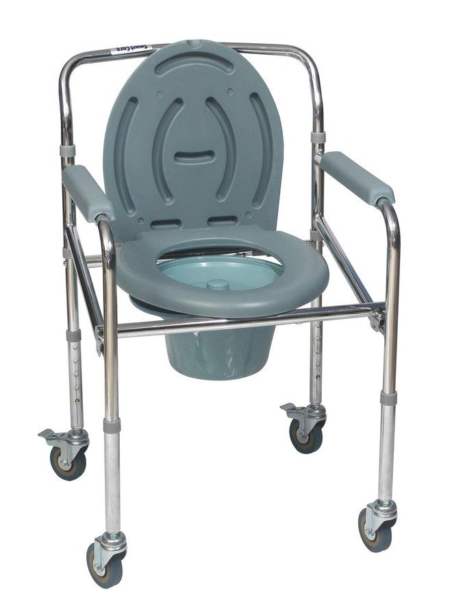 SMARTCARE Portable Height Adjustable Commode Chair with Commode Pot (WITH WHEEL) - Image 3