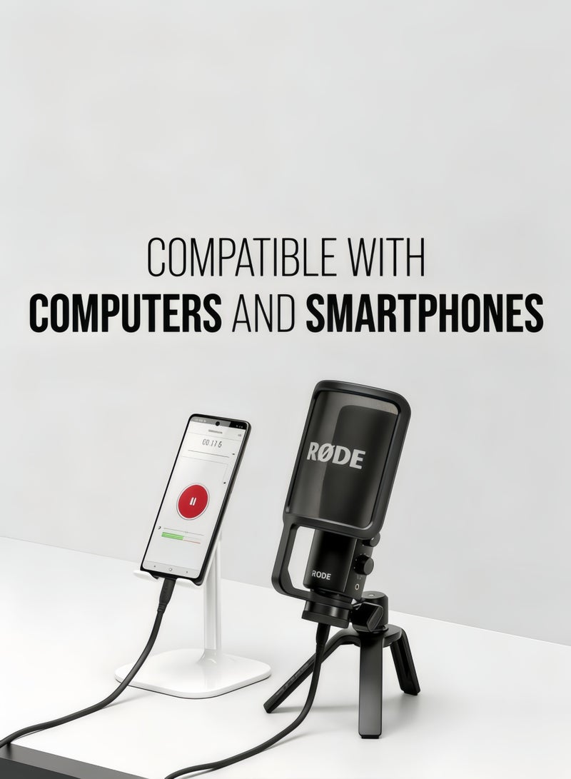 رود RØDE NT-USB+ Professional-Grade USB Condenser Microphone لتسجيل صوت بجودة الاستوديو مباشرة إلى جهاز كمبيوتر أو جهاز محمول، أسود - Image 2