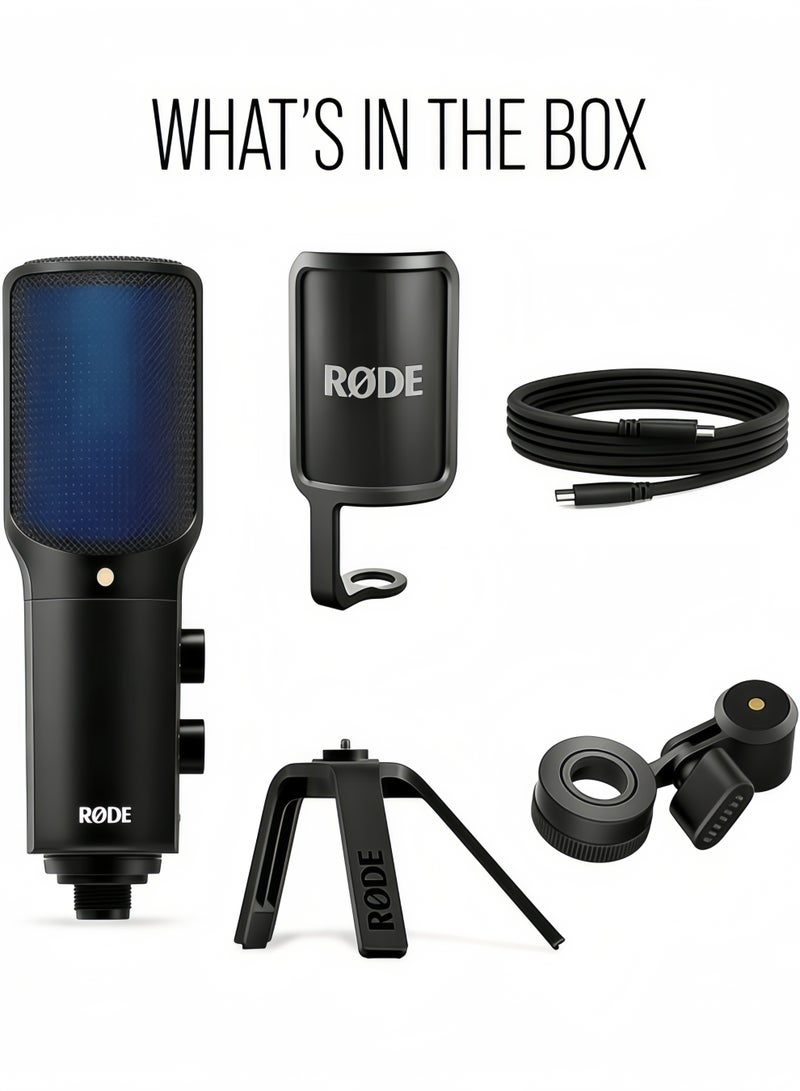 رود RØDE NT-USB+ Professional-Grade USB Condenser Microphone لتسجيل صوت بجودة الاستوديو مباشرة إلى جهاز كمبيوتر أو جهاز محمول، أسود - Image 3