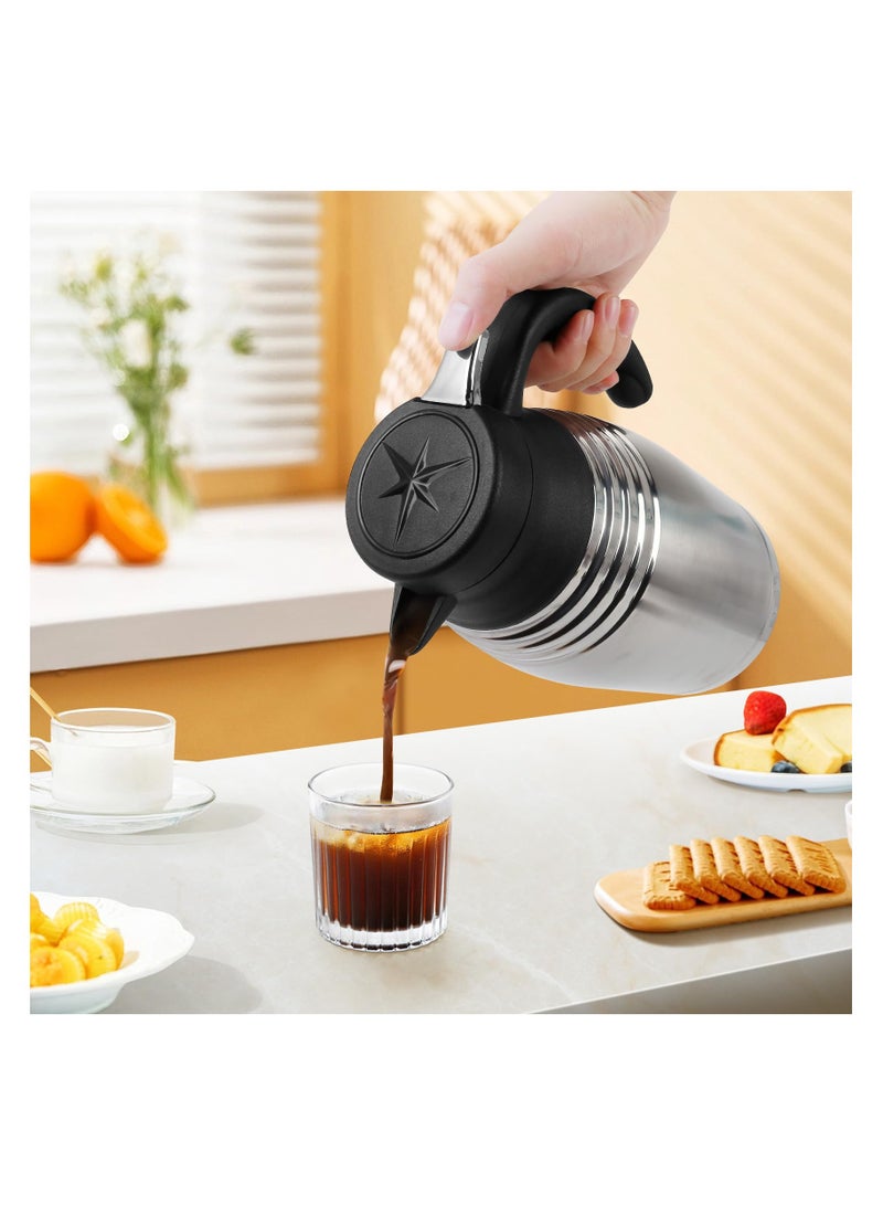 SYOSI 68 أونصة إبريق القهوة الحراري، موزع مشروبات ساخنة لمدة 12 ساعة، إباريق قهوة من الفولاذ المقاوم للصدأ معزولة حرارياً للحفاظ على الحرارة/البرودة، حجم سفر لإبريق القهوة، الشاي، الماء - Image 4