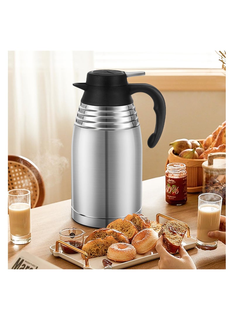 SYOSI 68 أونصة إبريق القهوة الحراري، موزع مشروبات ساخنة لمدة 12 ساعة، إباريق قهوة من الفولاذ المقاوم للصدأ معزولة حرارياً للحفاظ على الحرارة/البرودة، حجم سفر لإبريق القهوة، الشاي، الماء - Image 5
