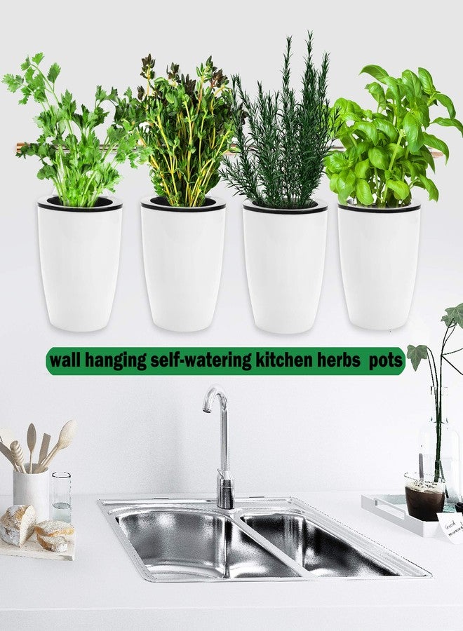 ORIMERC 6 Pack White Self Watering Wall Hanging Planter Pots Vertical Garden Window Mount Indoor Outdoor Plant Flower Basket Kitchen Herbs Balcony Railing Shelf Fence Bedroom Trellis Decor(Medium) - Image 4