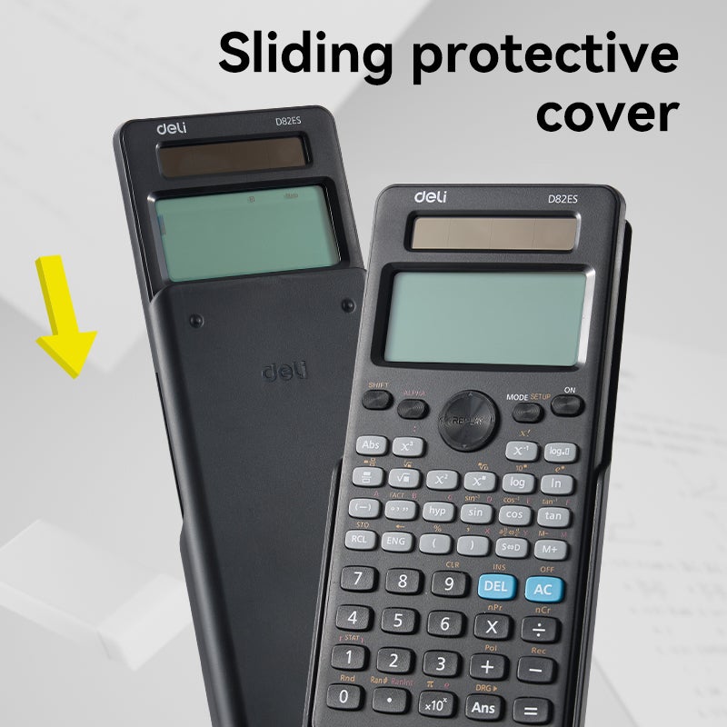 Deli D82ES Scientific Calculator 252 Functions Dual Power LCD Display for Students and Professionals - Image 3