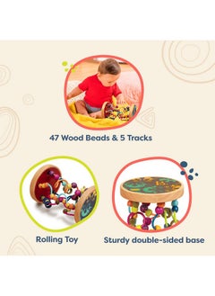 B. Toys Loopty Lo Wooden Rolling Toy Developmental Bead Maze Wooden Wire Maze Crawling Rolling Toy 47 Beads & 5 Mazes Classic Toy For Babies, Toddlers, Kids Quality Wood 18 Months +  - Image 5