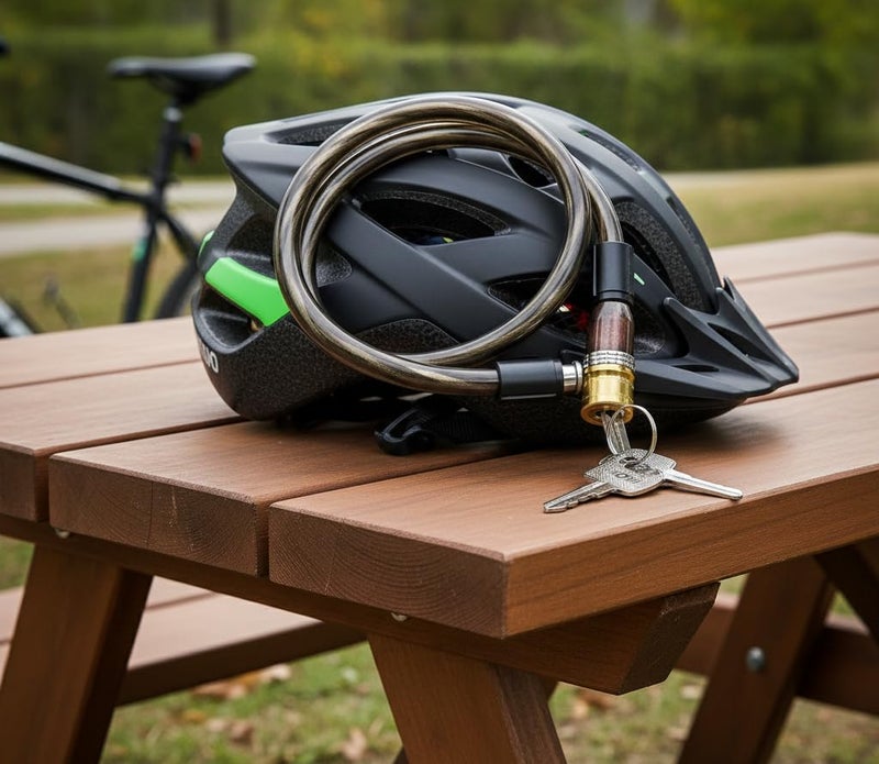 HINDSON Multipurpose Steel Cable Lock with Brass Coated Lock for Cycle, Bike, Scooter, Helmet & Gate, 21 Inch, 3 Keys, Black - Image 2
