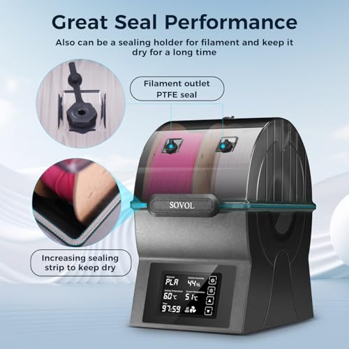 Sovol Filament Dryer, SH02 Dry Box Filament Sealed Storage Box 3D Printer Spool Holder with PTC Heater, Filament Dehydrator with Touch Screen, One Key Set, Compatible with PLA PETG TPU ABS 1.75/2.85mm - Image 3