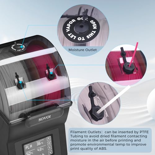 Sovol Filament Dryer, SH02 Dry Box Filament Sealed Storage Box 3D Printer Spool Holder with PTC Heater, Filament Dehydrator with Touch Screen, One Key Set, Compatible with PLA PETG TPU ABS 1.75/2.85mm - Image 5