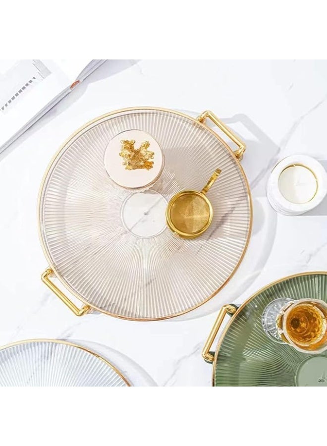 DUNISO Serving Trays with Handles，Fruit Tray，Home Decorative Coffee Table Round Tray，Sturdy and Durable，for Bedroom, Bedside Table, Dresser,Living Room, Dining Room，Amber - Image 5