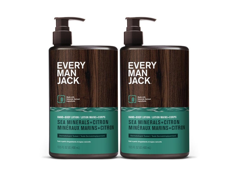 Every Man Jack Mens Sea Minerals  Citron Hand  Body Lotion for All Skin Types  Dermatologist Tested  Hypoallergenic  Nourish Skin with Lightweight Fast Absorbing Lotion  135oz 2 Bottles
