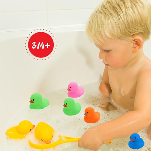 WAMSOLE 50 Pcs Multicolor Mini Rubber Ducks Baby Bath Toy Children Squeak and Float Colored Small Ducks in Bulk Toddlers Shower Duck Decorations Party Favors - Image 5