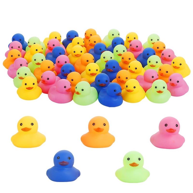 WAMSOLE 50 Pcs Multicolor Mini Rubber Ducks Baby Bath Toy Children Squeak and Float Colored Small Ducks in Bulk Toddlers Shower Duck Decorations Party Favors - Image 3