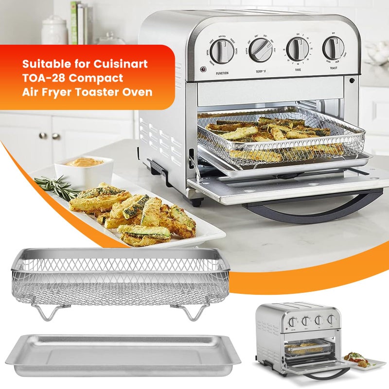GWY Air Fryer Tray Replacement For Cuisinart Toa-28 Afr-25 Toaster Air Fryer Convection Oven  10.7 * 9.8'' Non-Stick Mesh Air Fryer Steel Basket Wire Rack Accessories Parts  Dishwasher Safe - Image 3