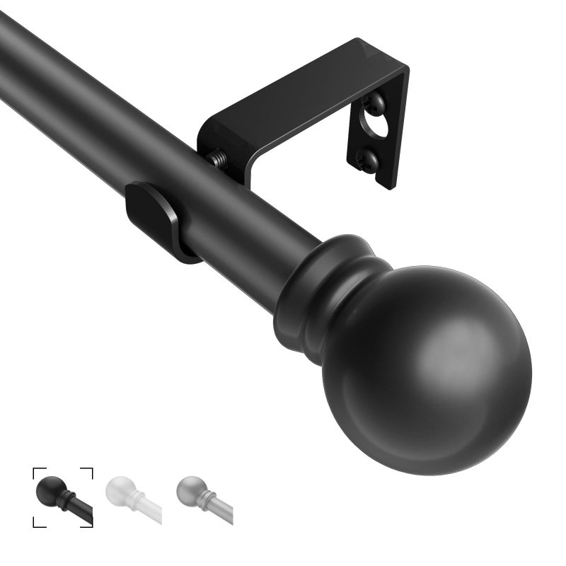Brunttype Black Curtain Rods for Windows 31"- 46", Decorative Drapery Rod Adjustable by Splicing, 5/8 inch Small Curtain Rod for Bedroom, Living Room, Kitchen and Outdoors (31" or 46") - Image 1