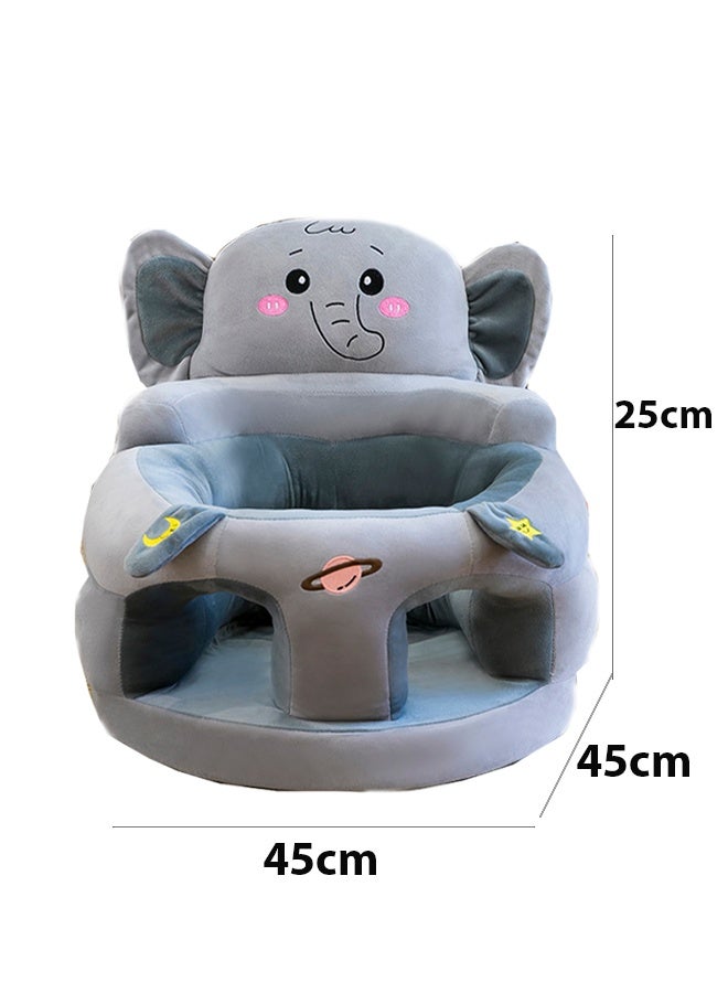 Berma Baby Baby Sitting Chair, Baby Sofa Toy, Baby Support Seat, Baby Comfort Learning Seat, Learning Sitting and Feeding Chair, Soft and Cute Plush Floor Sofa for Baby to Play, Suitable for Boys and Girls (Gray Elephant) - Image 2