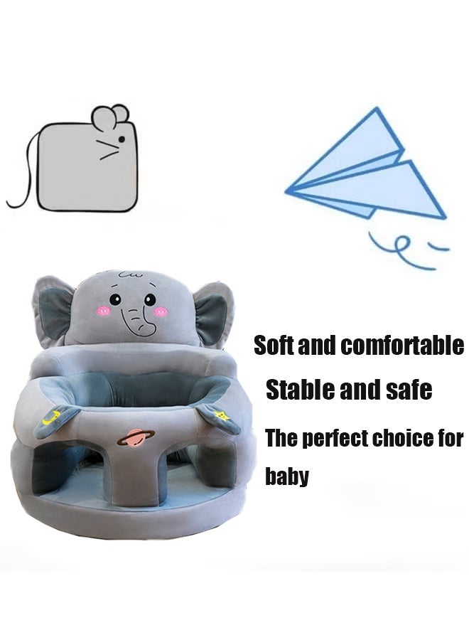 Berma Baby Baby Sitting Chair, Baby Sofa Toy, Baby Support Seat, Baby Comfort Learning Seat, Learning Sitting and Feeding Chair, Soft and Cute Plush Floor Sofa for Baby to Play, Suitable for Boys and Girls (Gray Elephant) - Image 4