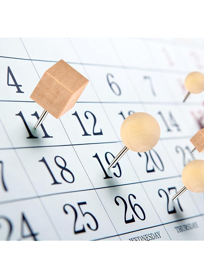 إيروريكس دبابيس خشبية 128 قطعة دبابيس خشبية ودبابيس خشبية ودبابيس إبهام للوحة الفلين دبابيس إبهام مزخرفة للوحات الفلين صور خريطة تقويم ومشاريع حرفية للمكتب المنزلي مع صندوق - Image 2