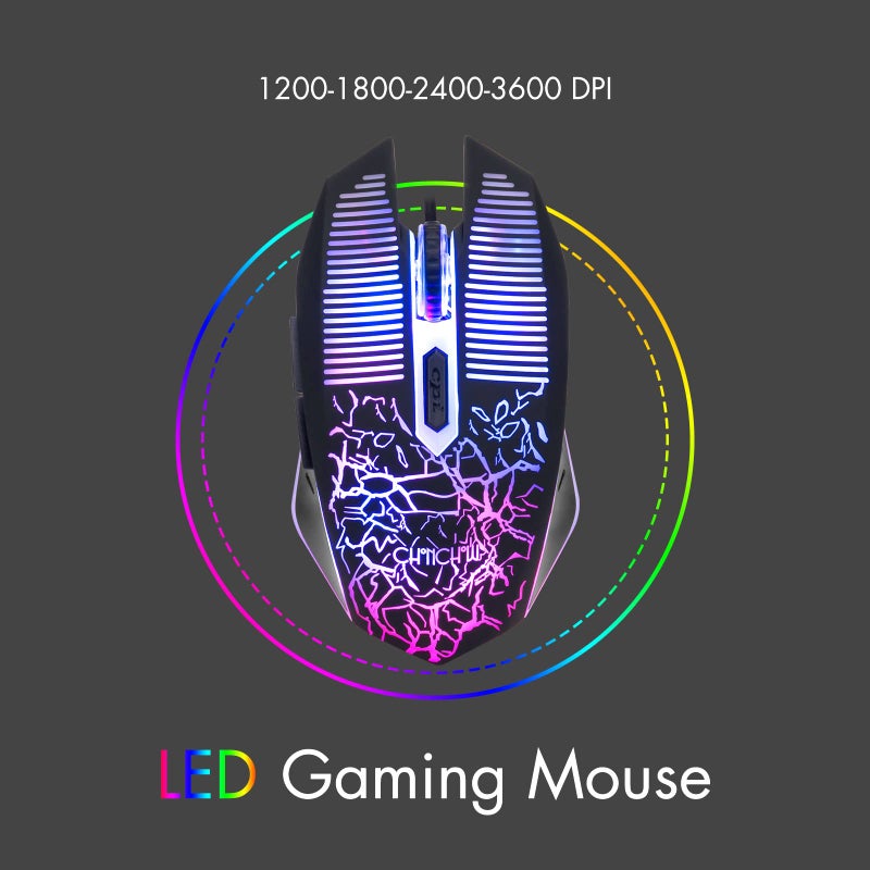 CHONCHOW Gaming Keyboard and Mouse Led Backlit USB Wired with Light Up 104Key 3600DPI 2 Side Button Mouse Keyboard Mechanical Feeling Compatible with PC Mac OS Xbox Ps4 Ps5 with Mousepad - Image 4