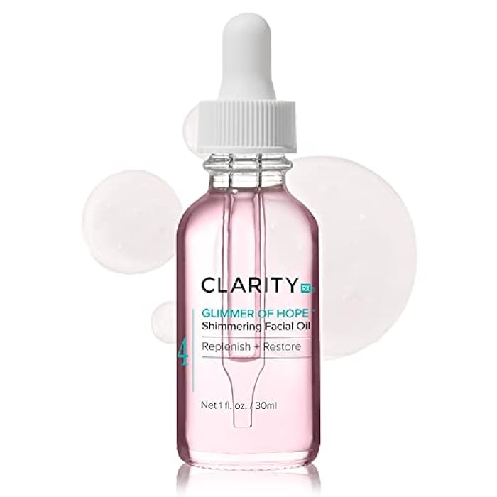 ClarityRx Glimmer of Hope Shimmering Restorative Face Oil, Natural Plant-Based Moisturizing Facial Treatment with Coconut, Rose & Jojoba for Dry & Aging Skin (1 fl oz) - Image 1