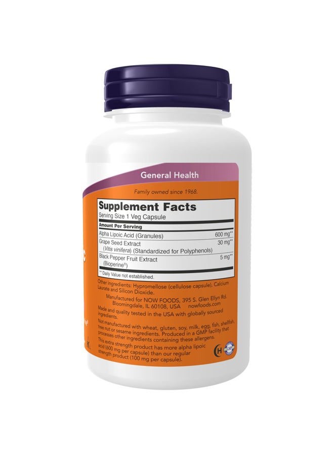 now Foods Alpha Lipoic Acid 600mg, 120 Veg Capsules, Pack of 2 - Image 3