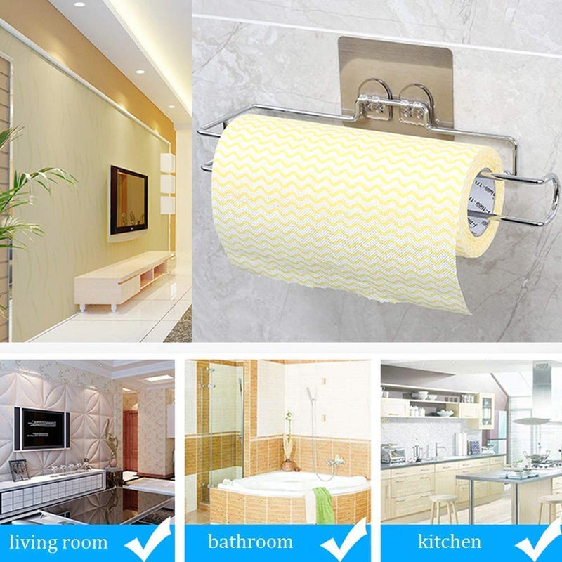 SIRTERIQ SIRTERIQ Stainless Steel Self-Adhesive Kitchen Towel Holder | Chrome Napkin, Tissue, and Toilet Paper Hanger - Silver  - Image 2