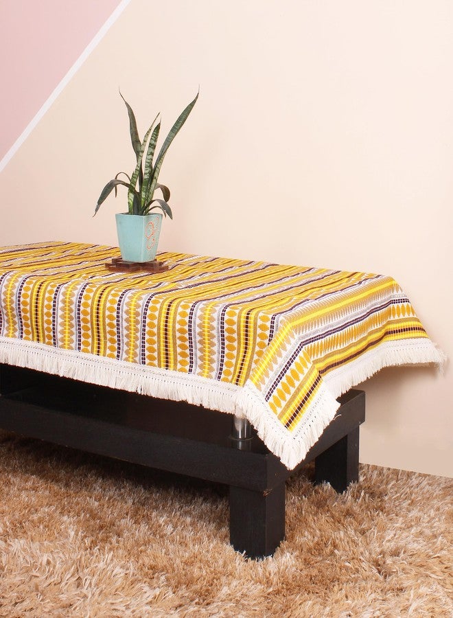 STITCHNEST غطاء طاولة من قماش منسوج أصفر بنقشة الأزتيك من ستيتشنست مع دانتيل (40 × 60 بوصة) - Image 1