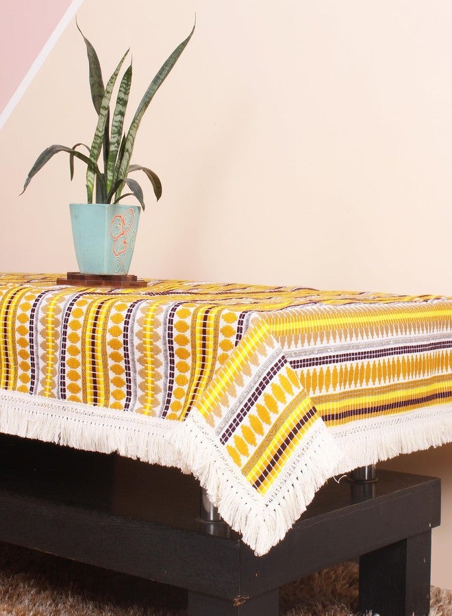 STITCHNEST غطاء طاولة من قماش منسوج أصفر بنقشة الأزتيك من ستيتشنست مع دانتيل (40 × 60 بوصة) - Image 3