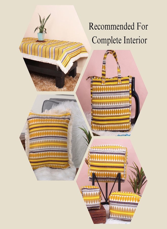 STITCHNEST غطاء طاولة من قماش منسوج أصفر بنقشة الأزتيك من ستيتشنست مع دانتيل (40 × 60 بوصة) - Image 4