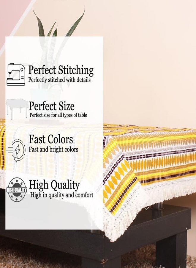 STITCHNEST غطاء طاولة من قماش منسوج أصفر بنقشة الأزتيك من ستيتشنست مع دانتيل (40 × 60 بوصة) - Image 2