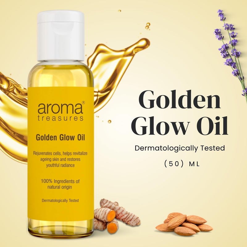 Aroma Treasures Golden Glow face oil for glowing skin suitable for normal to dry skin 50ml - Image 3