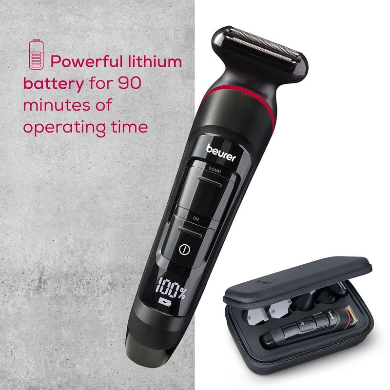 Beurer MN9X Multigroomer Mens TrimmerStainless Stee1 Blade with Titanium Coating11in1 Complete kit for BeardHairEarNoseWaterproofBattery Operated90Min RuntimeBlack - Image 3