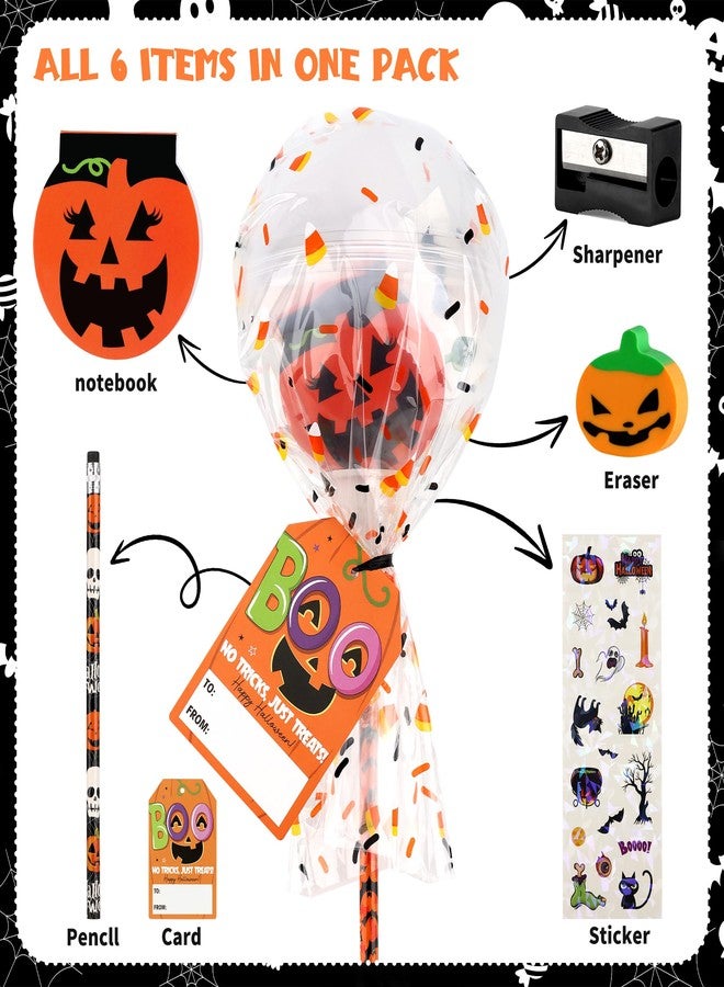 POPGIFTU Halloween Party Favors for Kids-28 Pack Giant Lollipop-Shaped Stationery Set with Pencil Sticker Eraser Notepad Sharpener, Trick or Treat Gifts for Boy Girl, Classroom Prizes, Halloween Party Supplies - Image 2