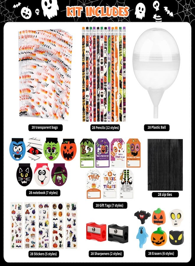 POPGIFTU Halloween Party Favors for Kids-28 Pack Giant Lollipop-Shaped Stationery Set with Pencil Sticker Eraser Notepad Sharpener, Trick or Treat Gifts for Boy Girl, Classroom Prizes, Halloween Party Supplies - Image 4