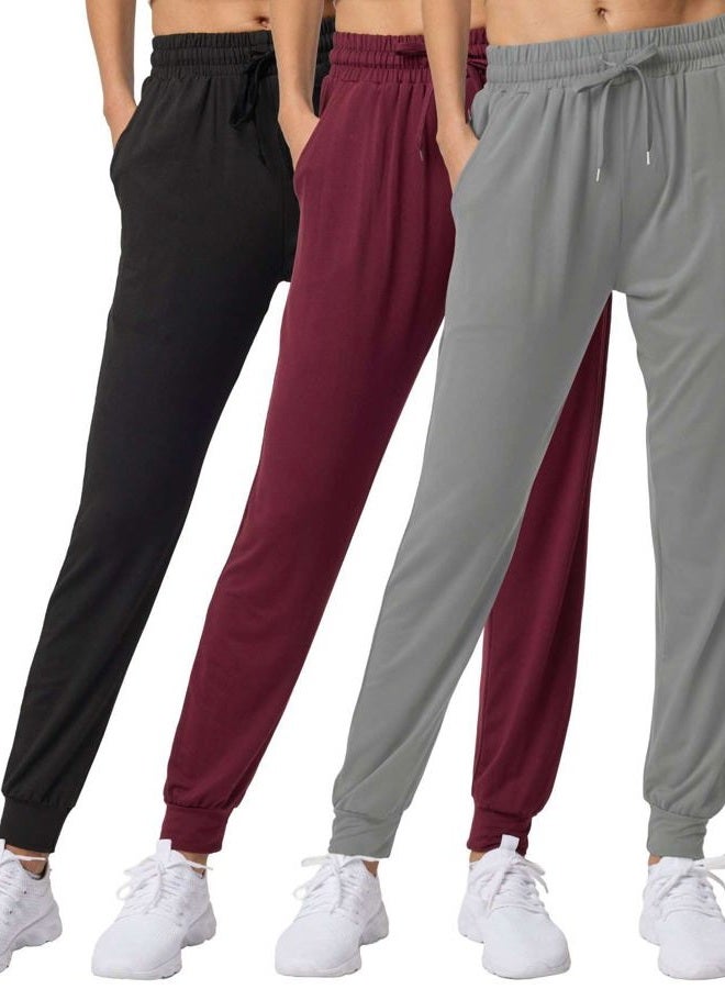 REALESSENTIALS 3 Pack: Women's Ultra-Soft Lounge Joggers Sweatpants Athletic Yoga Pants with Pockets (Available in Plus), Set 17, XL - Image 1