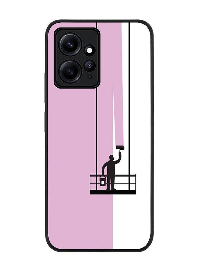Stylizedd Rugged Black edge case for Redmi Note 12 4G Slim fit Soft Case Flexible Rubber Edges Anti Drop TPU Gel Thin Cover - Paint Hanger (Pink) - Image 1