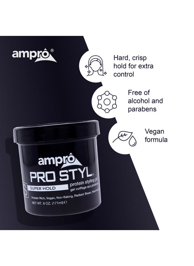 Ampro - AmPro Pro Styl Styling Gel - Protects and Strengthens Your Strands - Non-Flaking, Alcohol Free, Vegan Formula - Flexible, Touchable Hold for All Hair Textures - Super Hold - 6 oz - Image 1
