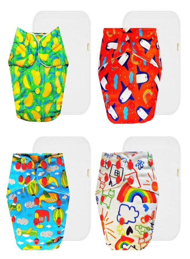 Dumbledo Premium Cloth Diaper with Cotton Insert (Pack of 4) | Soft & Gentle | 6-Layer Absorbent Pad | Adjustable Snaps | Ideal for Toddlers | 3 Months - 3 Years | Unisex Baby - Image 1