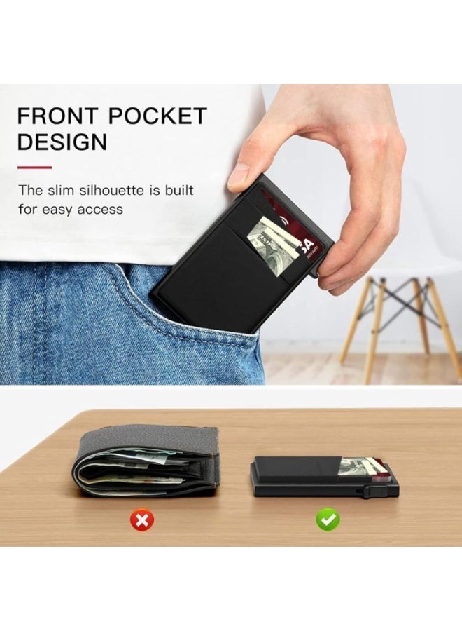 Unisex Credit Card Holder, Radio Id Blocking Pop-Up Card Holder, Holder Aluminum,Commercial Credit Card Wallet With Coin Pocket For Storing Banknotes, Coins, And Debit Cards, Green - Image 3