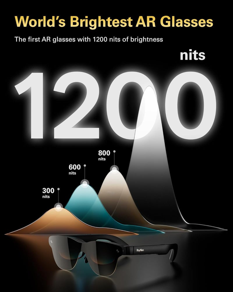 نظارات RayNeo Air 3s Pro AR/XR، شاشة بحجم 201 بوصة بدقة FHD وتردد 120 هرتز وميزة HueView، نظارات فيديو AR محمولة للألعاب تتوافق مع أجهزة iPhone 16/15، Android، Mac، Switch، PS5، Steam Deck - الجيل القادم من النظارات القابلة للارتداء للمشاهدة السينمائية - 3SPro - Image 2