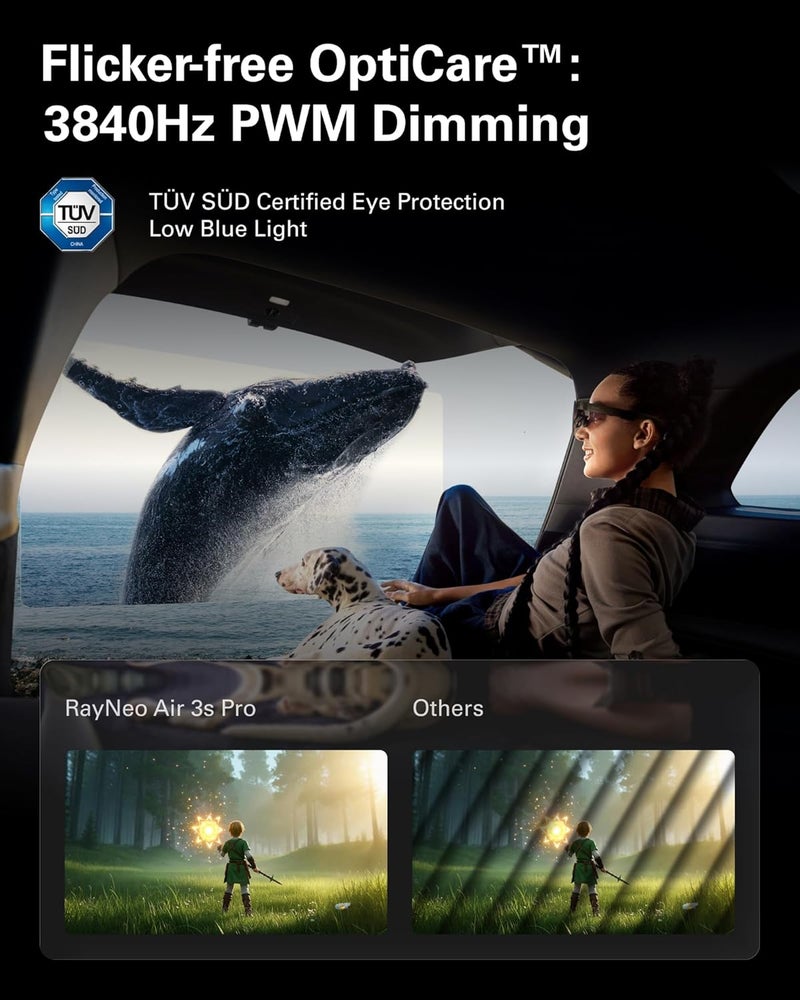 نظارات RayNeo Air 3s Pro AR/XR، شاشة بحجم 201 بوصة بدقة FHD وتردد 120 هرتز وميزة HueView، نظارات فيديو AR محمولة للألعاب تتوافق مع أجهزة iPhone 16/15، Android، Mac، Switch، PS5، Steam Deck - الجيل القادم من النظارات القابلة للارتداء للمشاهدة السينمائية - 3SPro - Image 4