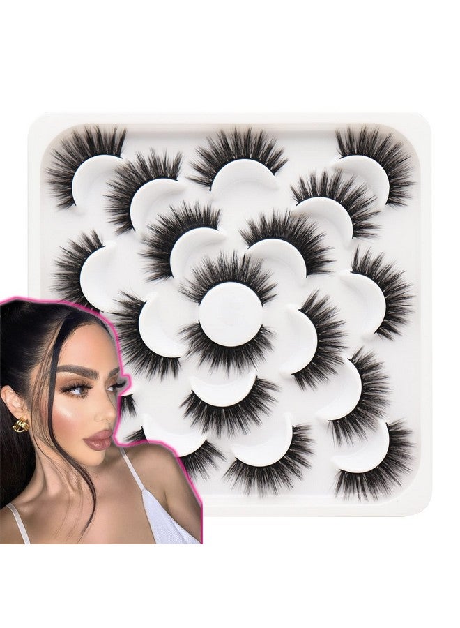 Losha 3D False Eyelashes Full Strips 16Mm Natural Long Faux Mink Lashes Reusable Eyelash Extension 100% Handmade & Crueltyfree 10 Pairs Lashes Pack - Image 1
