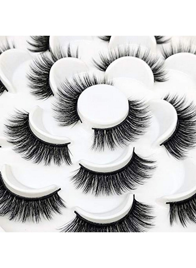 Losha 3D False Eyelashes Full Strips 16Mm Natural Long Faux Mink Lashes Reusable Eyelash Extension 100% Handmade & Crueltyfree 10 Pairs Lashes Pack - Image 3