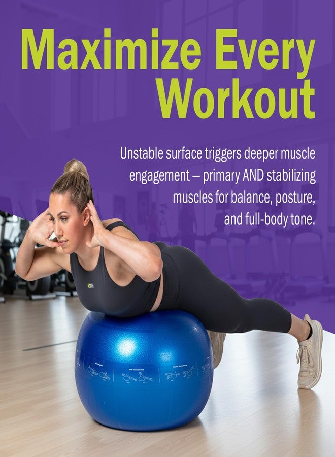 GoFit Stability 55cm Ball – Anti-Burst Exercise Ball for Core Workouts, Yoga, Pilates, Balance Training, and Strength Exercises with Non-Slip Surface, Pump Included, Blue - Image 3