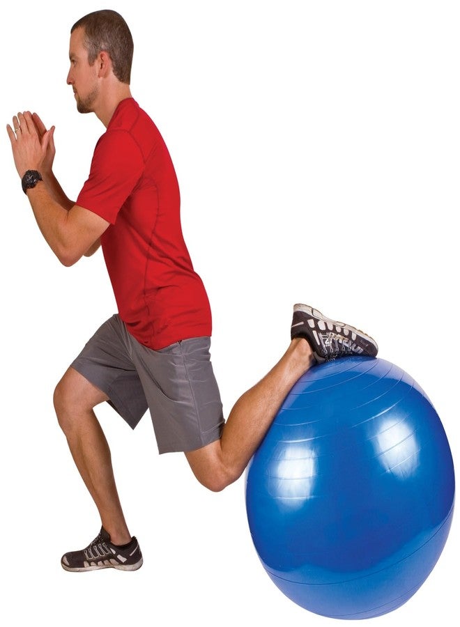 GoFit Stability 55cm Ball – Anti-Burst Exercise Ball for Core Workouts, Yoga, Pilates, Balance Training, and Strength Exercises with Non-Slip Surface, Pump Included, Blue - Image 4