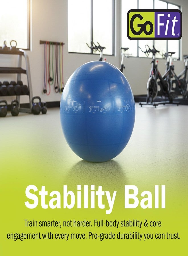 GoFit Stability 55cm Ball – Anti-Burst Exercise Ball for Core Workouts, Yoga, Pilates, Balance Training, and Strength Exercises with Non-Slip Surface, Pump Included, Blue - Image 2