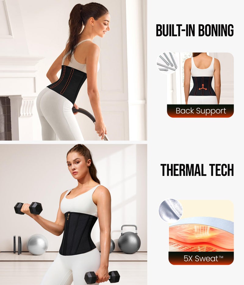 Junlan Sweat Waist Trainer for Women - Corset Sweat Band for Working Out(Black,Large) - Image 5