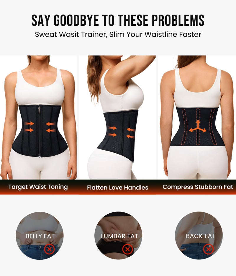 Junlan Sweat Waist Trainer for Women - Corset Sweat Band for Working Out(Black,Large) - Image 4