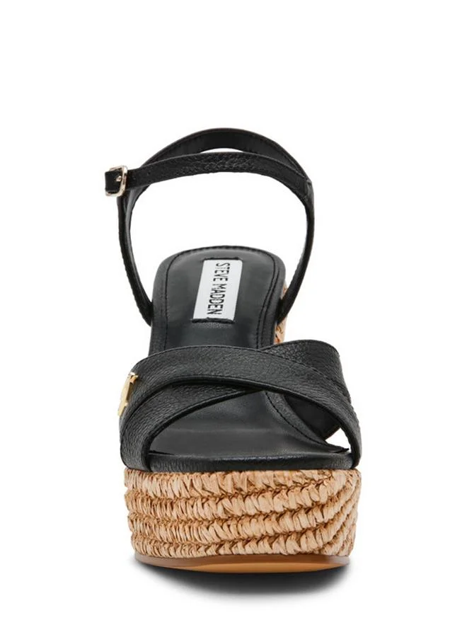 Steve Madden  Cylo Black Women's Ankle-Strap Wedge Sandals for Women | Best Price UAE
