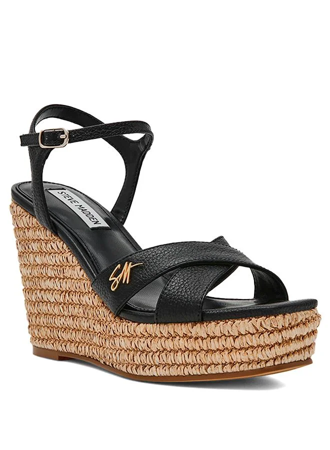 Steve Madden  Cylo Black Women's Ankle-Strap Wedge Sandals for Women | Best Price UAE