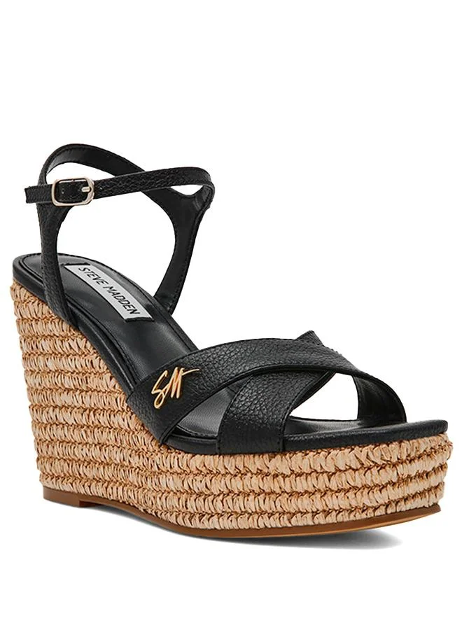 Cylo Black Women's Ankle-Strap Wedge Sandals