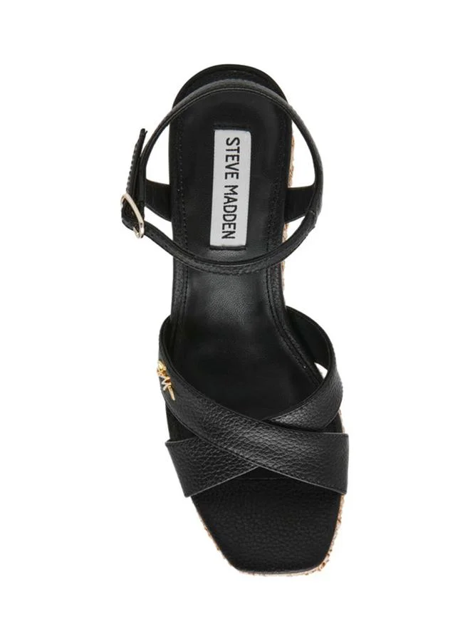 Steve Madden  Cylo Black Women's Ankle-Strap Wedge Sandals for Women | Best Price UAE